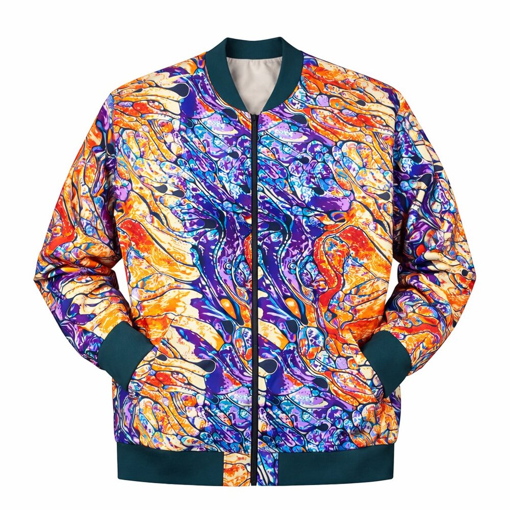Unisex Vibrant Abstract Print Bomber Jacket
